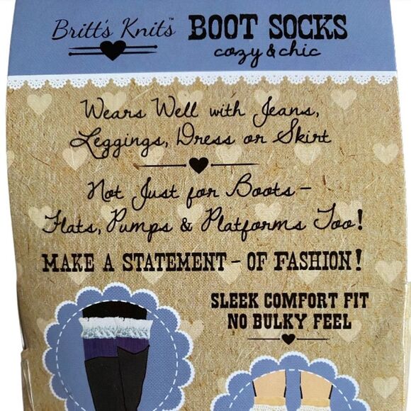 NEW Britt's Knits Boot Socks Frilled Blue Two Buttons Cuff Lace One Size - Picture 5 of 6